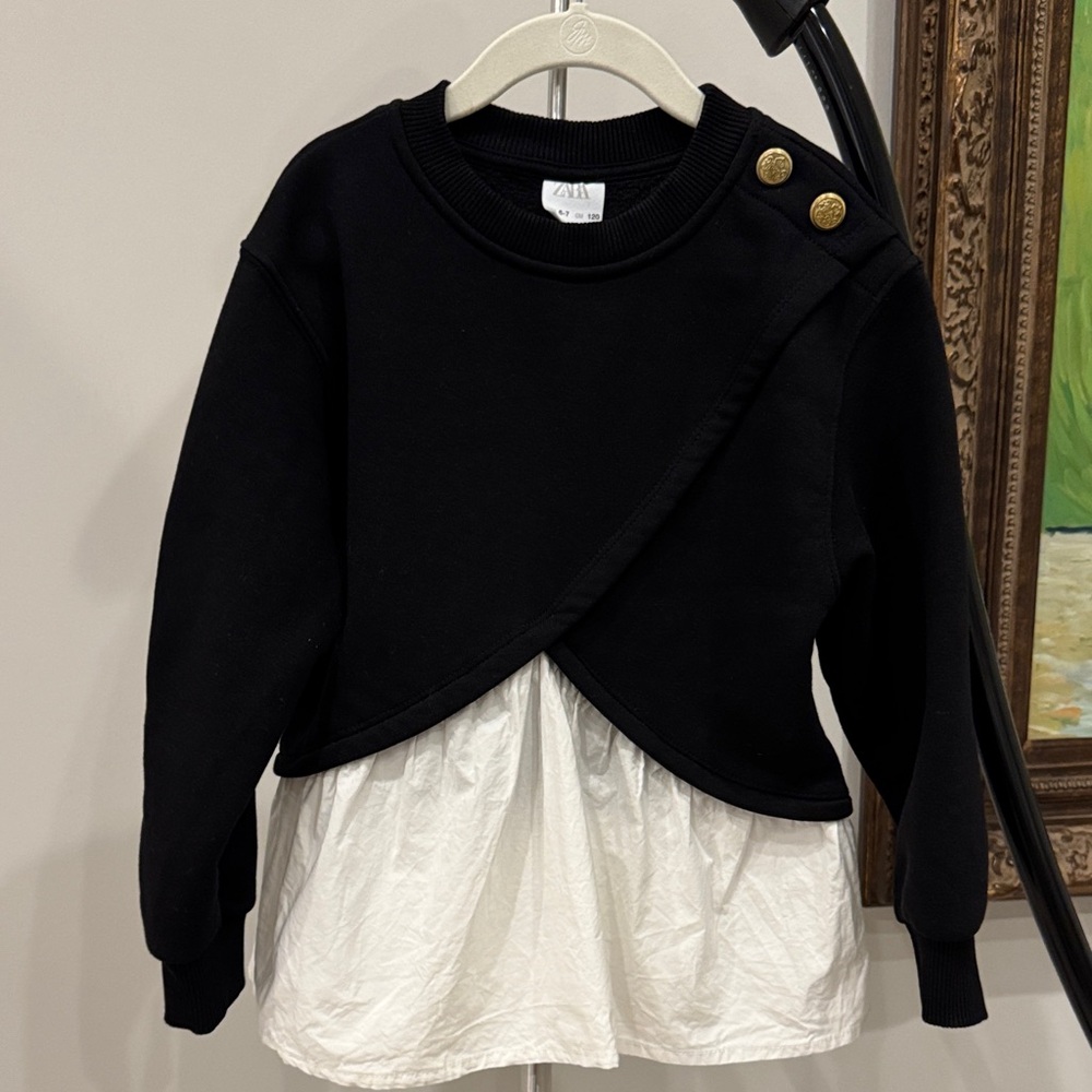 Adorable Zara mixed media sweatshirt